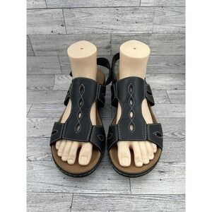 Clarks Collection Sandals Womens Size 11W Black Ultimate Comfort Walking Leather
